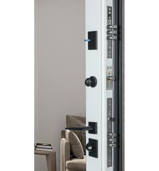 Вхідні Двері Термоультра (квадро) Securemme 546/607 Роксі Антрацит Сірий / Біла шагрень дзеркало Булат