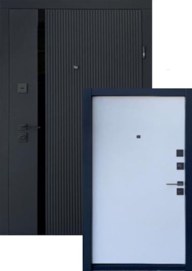 Вхідні Двері Страж Fusion Vertical Софт блек/біла емаль 